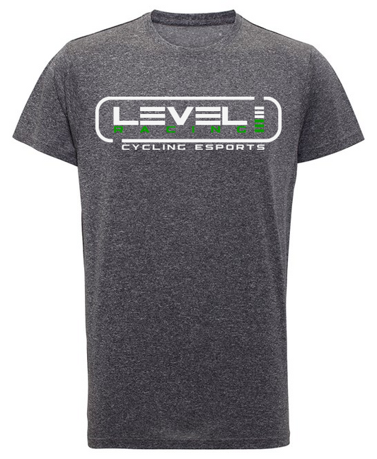level racing t shirt gray green