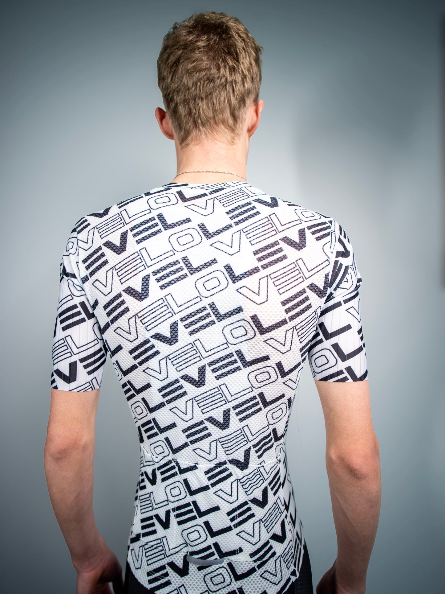 level velo monovelo aero cycling jersey white back
