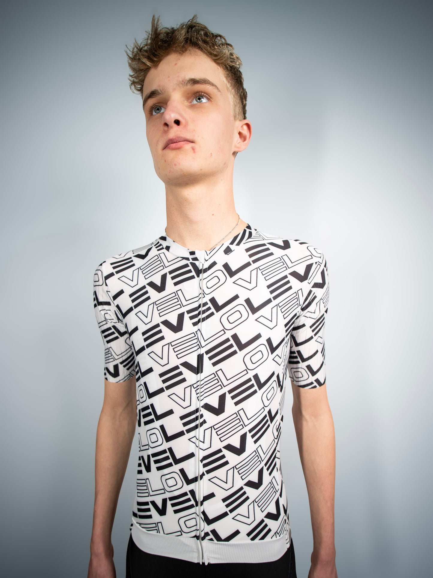 level velo mono cycling jersey white